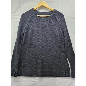 LOFT Black Silver Sparkle Stretch Knit Pullover Sweater Size Medium